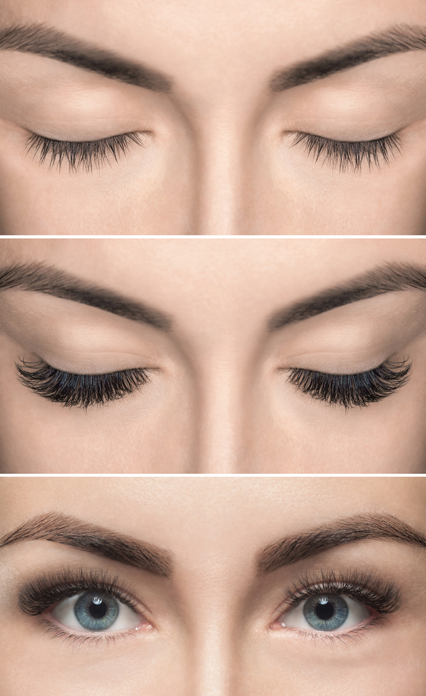 before and after eyelash extensions